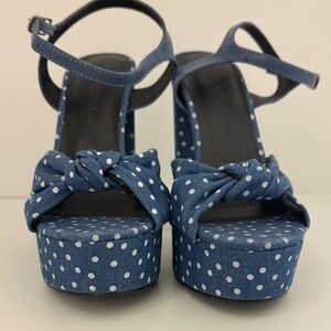 Wild Diva Blue and White Polka Dot Platform Heels